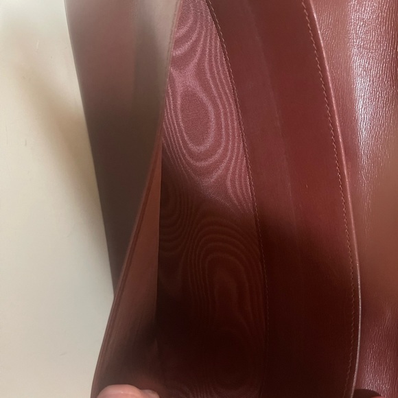 Large Leather Vintage Burgundy Cartier Clutch w/added carry chain